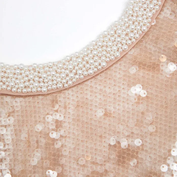 Self Portrait Tops Women Pearl Trim Sequin Top