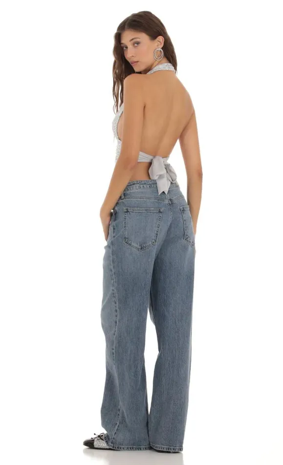 Sequin Halter Top Silver Women LUCY IN THE SKY Tops Sequin Halter Top Silver Women LUCY IN THE SKY Tops