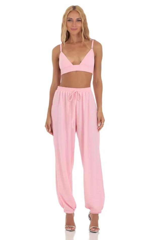 Sequin Two Piece Set Pink Women LUCY IN THE SKY Pants Sequin Two Piece Set Pink Women LUCY IN THE SKY Pants