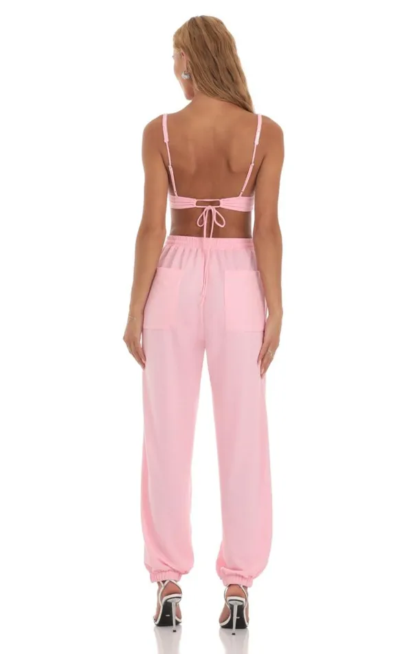 Sequin Two Piece Set Pink Women LUCY IN THE SKY Pants Sequin Two Piece Set Pink Women LUCY IN THE SKY Pants