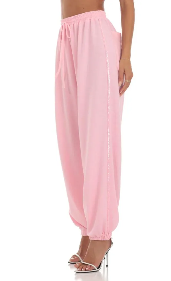 Sequin Two Piece Set Pink Women LUCY IN THE SKY Pants Sequin Two Piece Set Pink Women LUCY IN THE SKY Pants