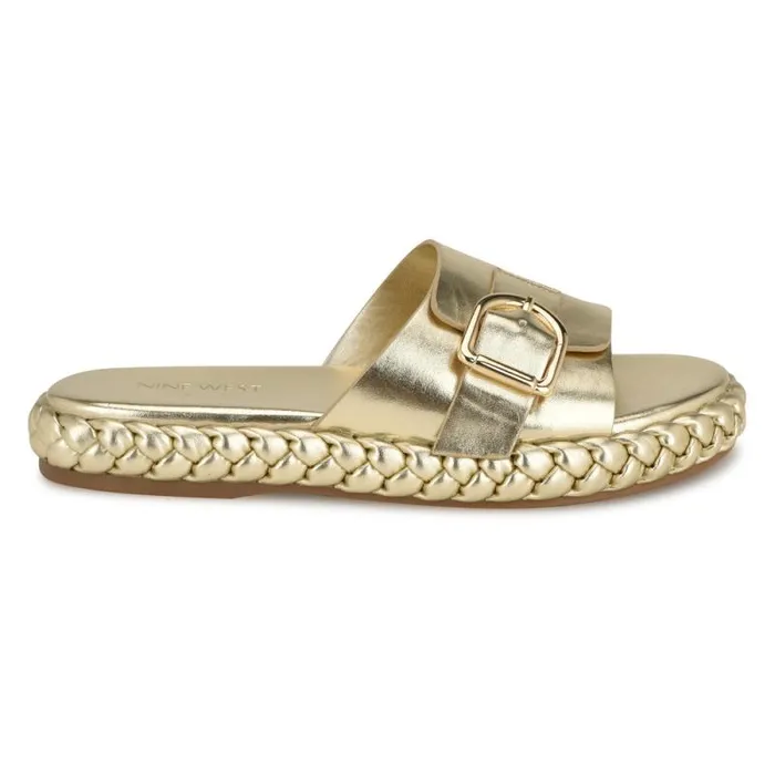 Shantel Casual Woven Footbed Sandals Platino Women Nine West Sandals