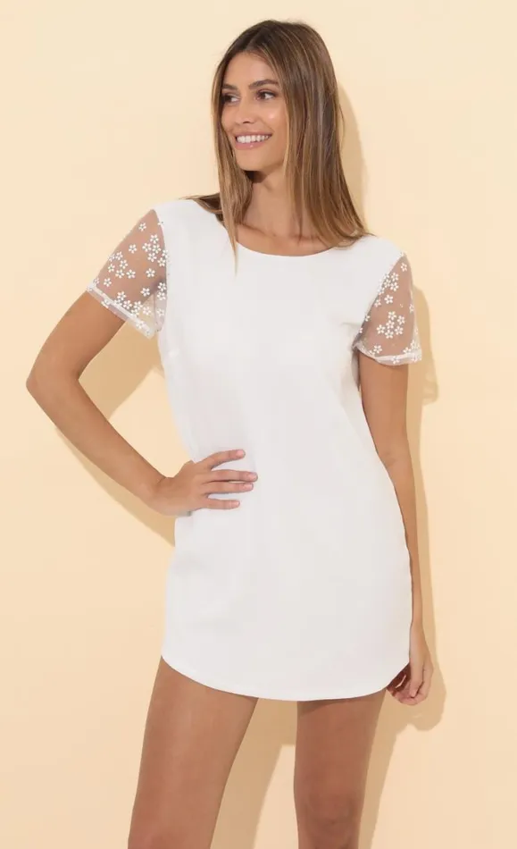 Shirt Dress White Floral Women LUCY IN THE SKY Tops