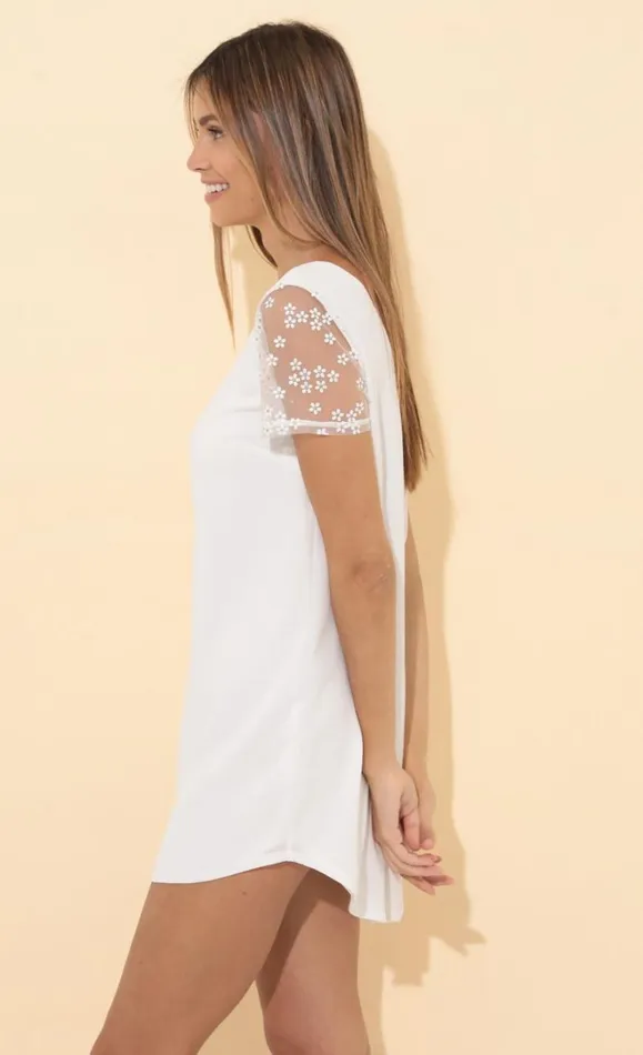 Shirt Dress White Floral Women LUCY IN THE SKY Tops Shirt Dress White Floral Women LUCY IN THE SKY Tops