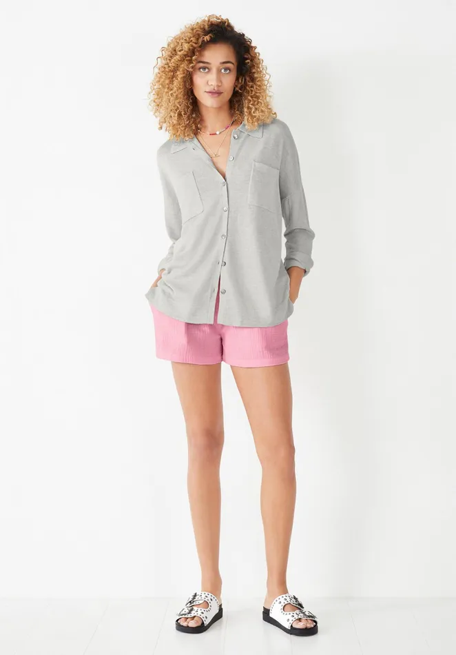 Shirts and Blouses Women Hush Ada Relaxed Knitted Shirt Palest Grey Marl