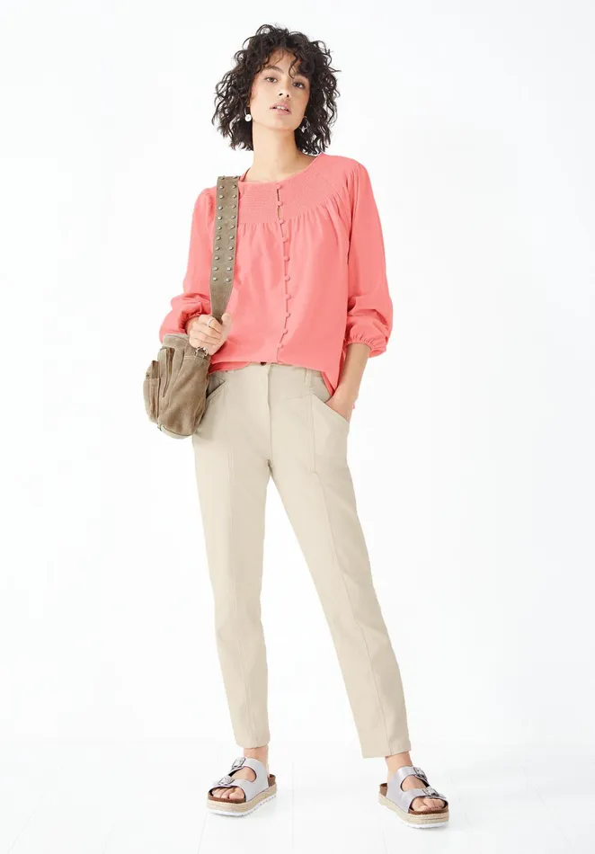 Shirts and Blouses Women Hush Eva Shirred Blouse Blush Pink