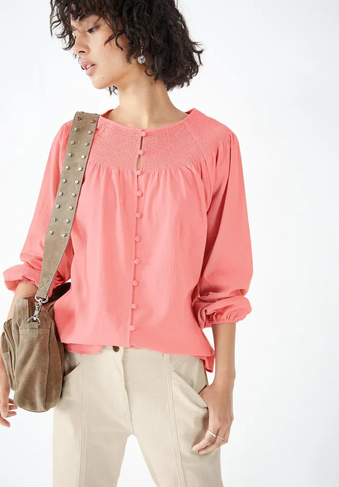 Shirts and Blouses Women Hush Eva Shirred Blouse Blush Pink