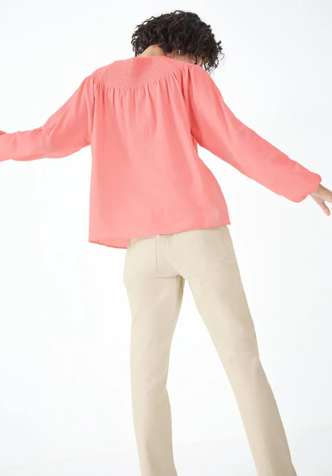 Shirts and Blouses Women Hush Eva Shirred Blouse Blush Pink