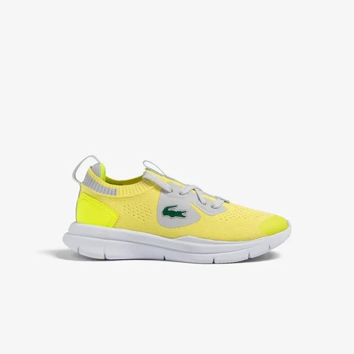 Shoes and Accessories Kids Lacoste Children039s Run Spin Knit Sneakers Ylwlt Gry 382