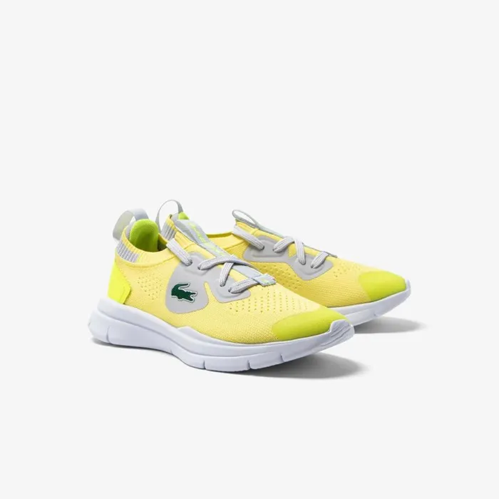 Shoes and Accessories Kids Lacoste Children039s Run Spin Knit Sneakers Ylwlt Gry 382