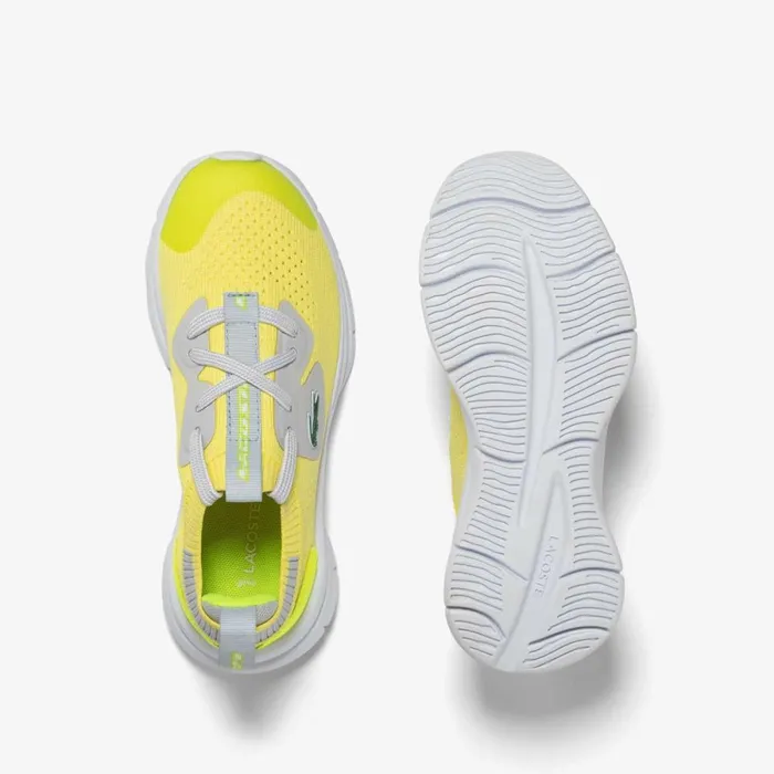 Shoes and Accessories Kids Lacoste Children039s Run Spin Knit Sneakers Ylwlt Gry 382