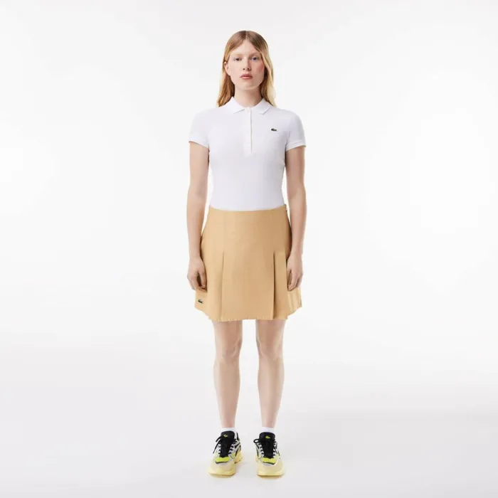 Shorts and Skirts Women Lacoste Women039s Pleated Cotton Skirt Beige Ixq