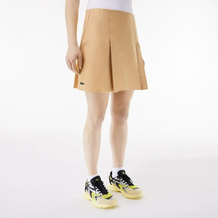 Shorts and Skirts Women Lacoste Women039s Pleated Cotton Skirt Beige Ixq