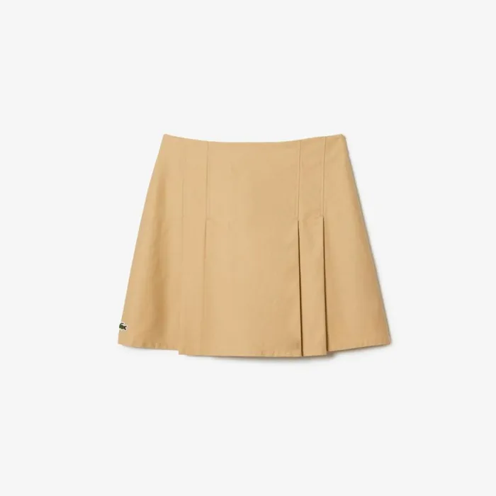 Shorts and Skirts Women Lacoste Women039s Pleated Cotton Skirt Beige Ixq