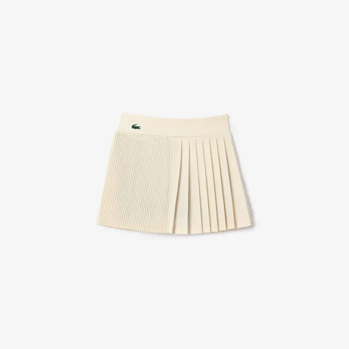 Shorts and Skirts Women Lacoste Women039s UltraDry Pleated Tennis Skirt White Navy Blue Xde