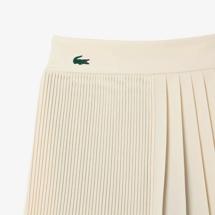 Shorts and Skirts Women Lacoste Women039s UltraDry Pleated Tennis Skirt White Navy Blue Xde