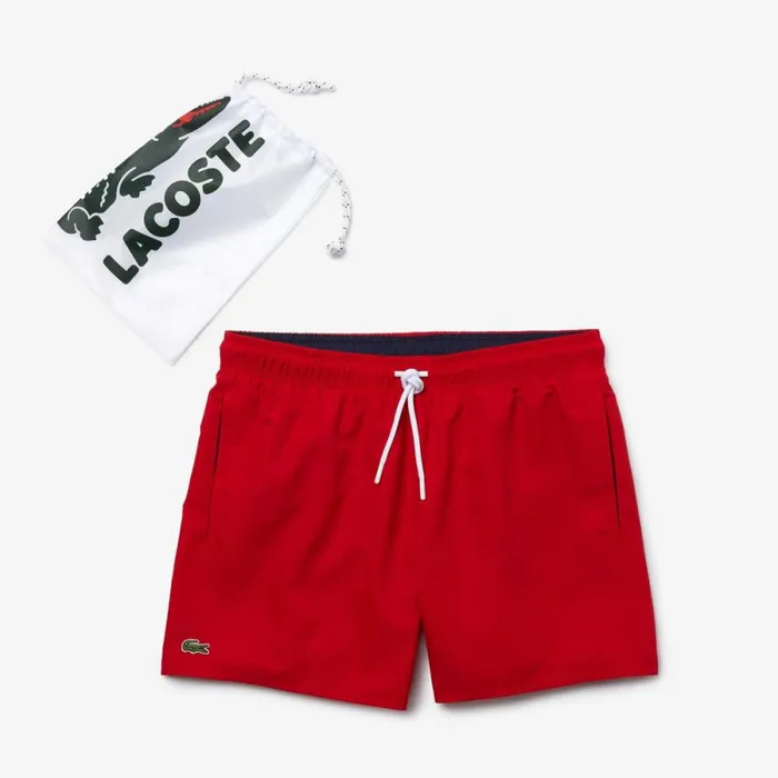 Shorts and Swim Men Lacoste Men039s Lightweight Swim Shorts Red Navy Blue 528