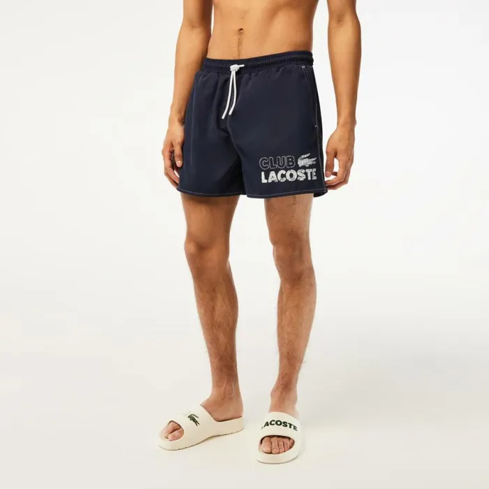 Shorts and Swim Men Lacoste Mens QuickDry Lined Swim Trunks Navy Blue 166