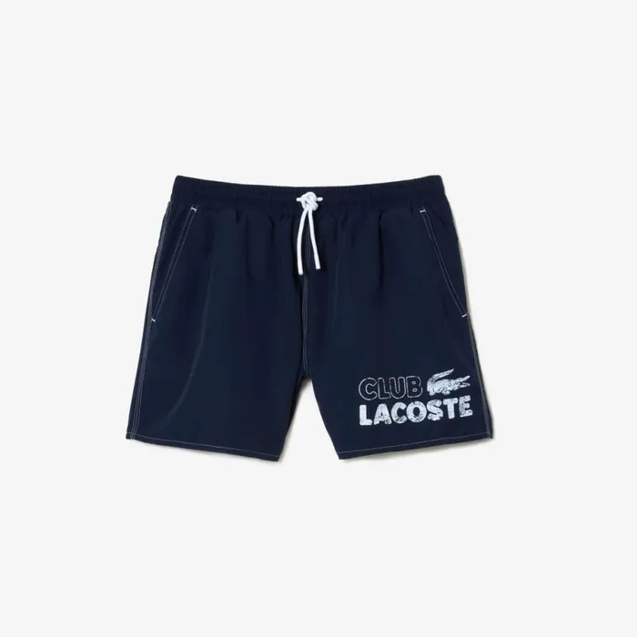 Shorts and Swim Men Lacoste Mens QuickDry Lined Swim Trunks Navy Blue 166