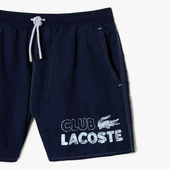 Shorts and Swim Men Lacoste Mens QuickDry Lined Swim Trunks Navy Blue 166
