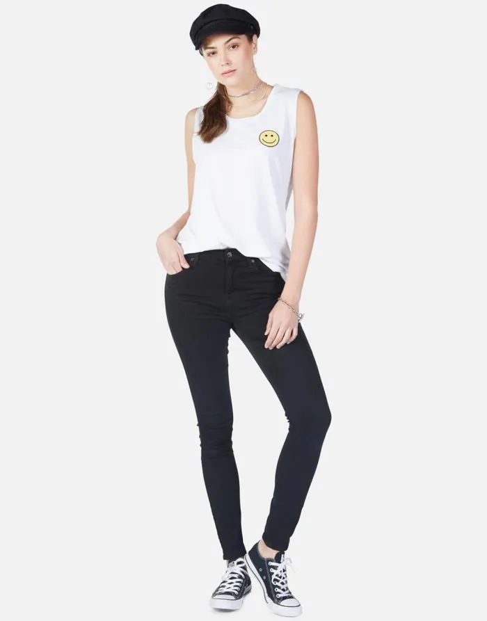 Sibley Happyface White Women Lauren Moshi Tanks