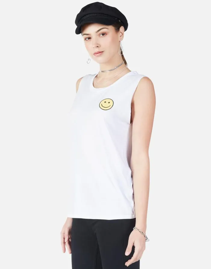 Sibley Happyface White Women Lauren Moshi Tanks