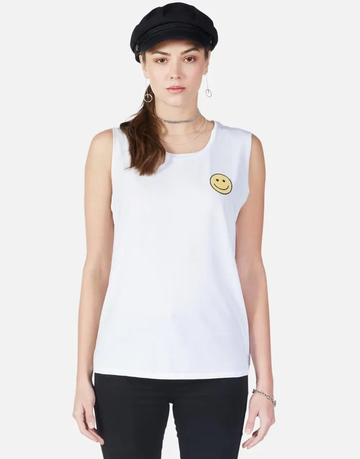 Sibley Happyface White Women Lauren Moshi Tanks