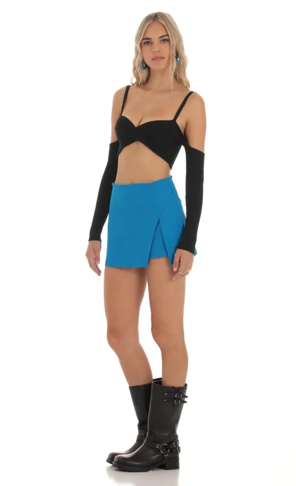 Side Slit Skort Blue Women LUCY IN THE SKY Shorts Side Slit Skort Blue Women LUCY IN THE SKY Shorts