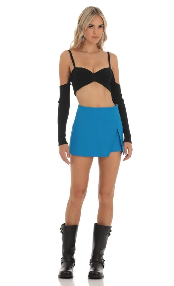Side Slit Skort Blue Women LUCY IN THE SKY Shorts Side Slit Skort Blue Women LUCY IN THE SKY Shorts