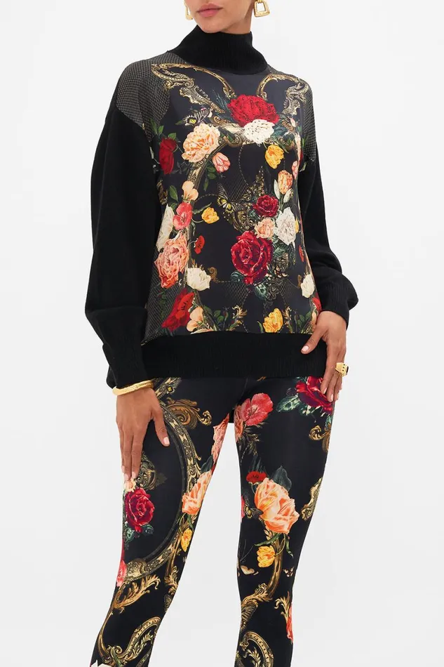 SILK FRONT TURTLE NECK KNIT MAGIC IN THE MANUSCRIPTS Magic In The Manuscripts Womens Camilla Knitwear