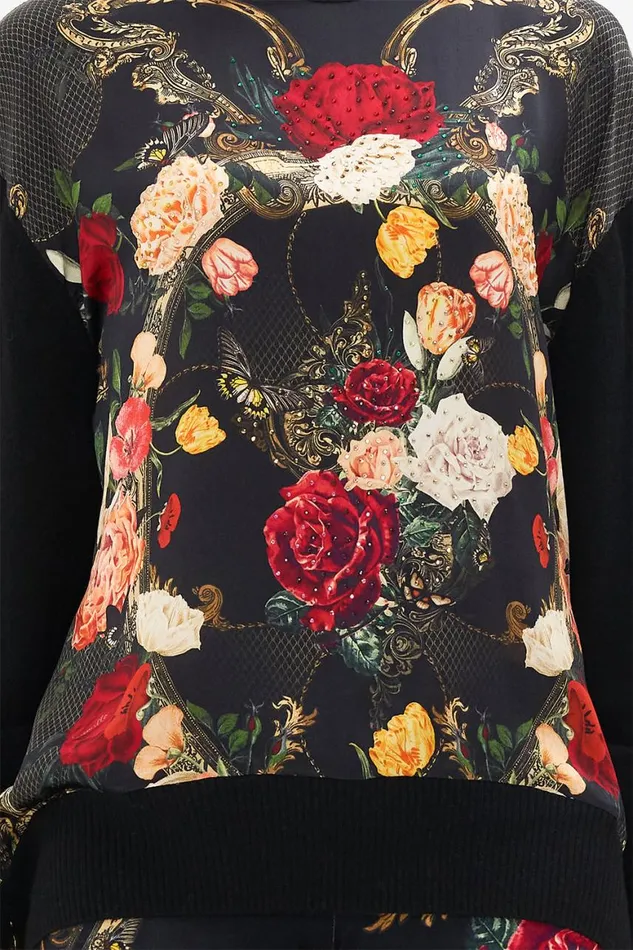 SILK FRONT TURTLE NECK KNIT MAGIC IN THE MANUSCRIPTS Magic In The Manuscripts Womens Camilla Knitwear