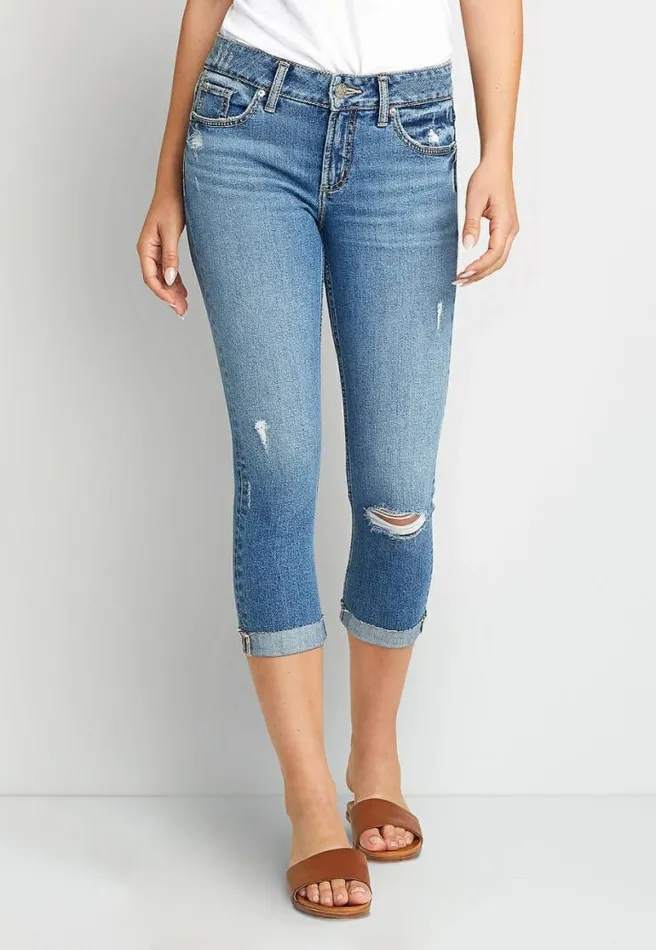 Silver Jeans Co Elyse Medium Ripped Cuffed Capri Women Maurices Bottoms