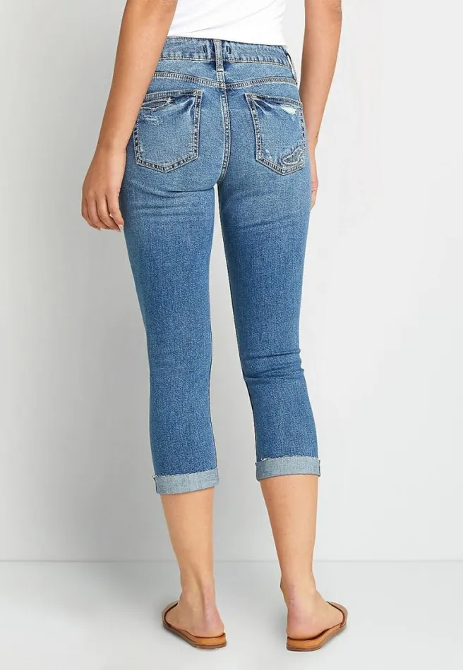 Silver Jeans Co Elyse Medium Ripped Cuffed Capri Women Maurices Bottoms