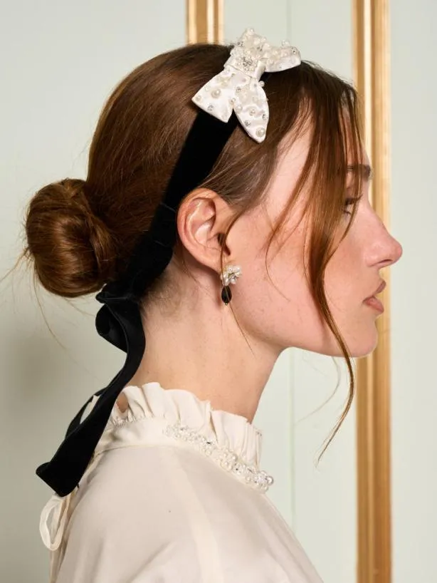 Sister Jane Accessories Womenswear DREAM Esme Bow Headband Ink Black