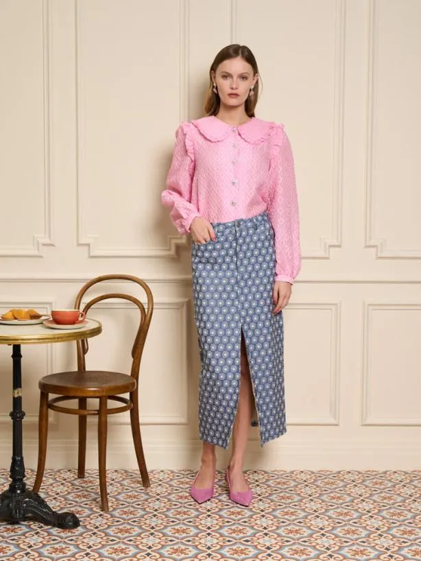 Sister Jane Bottoms Womenswear Daisy Denim Midi Skirt Captain Blue