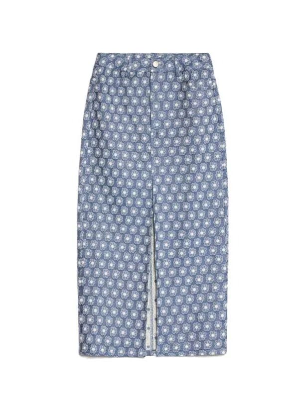 Sister Jane Bottoms Womenswear Daisy Denim Midi Skirt Captain Blue