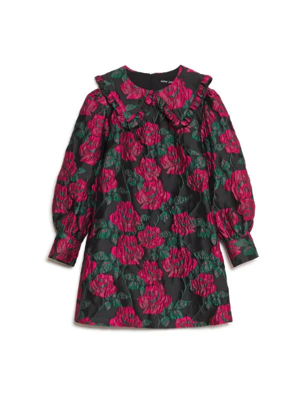 Sister Jane Dresses Womenswear Baroque Jacquard Mini Dress Fushia Black