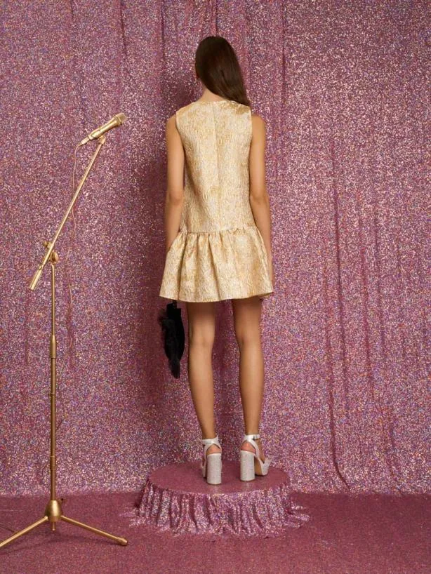 Sister Jane Dresses Womenswear Cassandra Jacquard Mini Dress Yellow Gold