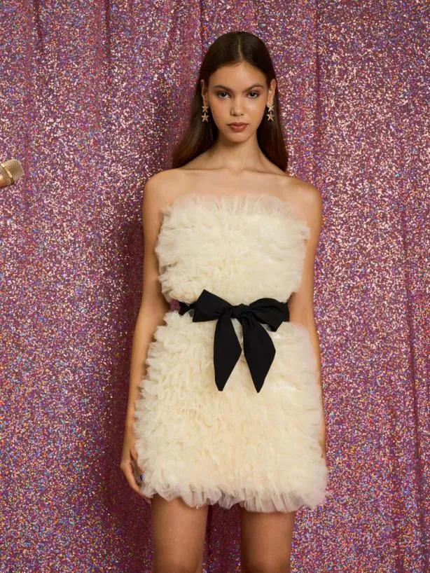 Sister Jane Dresses Womenswear Cha Cha Ruffle Mini Dress Foam Ivory