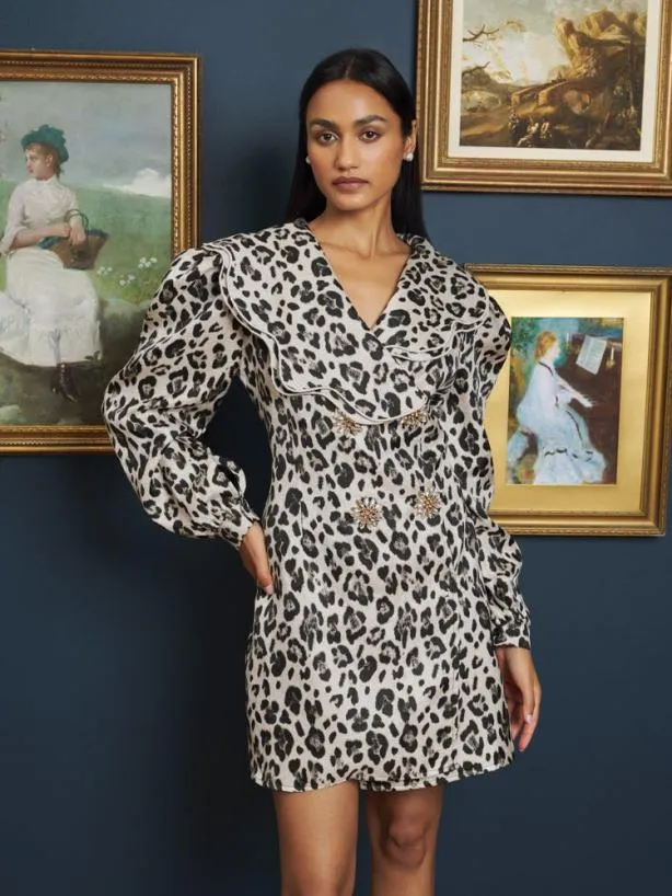 Sister Jane Dresses Womenswear Dali Leopard Mini Dress Gold Leo