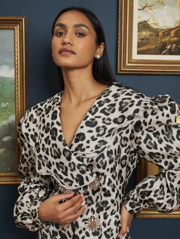 Sister Jane Dresses Womenswear Dali Leopard Mini Dress Gold Leo