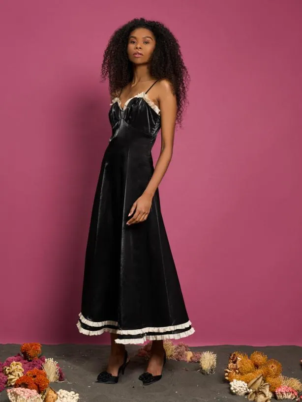 Sister Jane Dresses Womenswear DREAM Cordelia Ruffle Cami Dress Black Ink