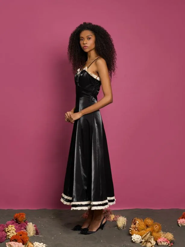 Sister Jane Dresses Womenswear DREAM Cordelia Ruffle Cami Dress Black Ink