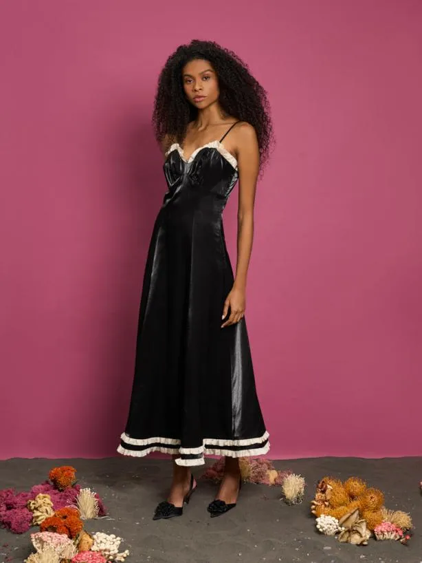 Sister Jane Dresses Womenswear DREAM Cordelia Ruffle Cami Dress Black Ink
