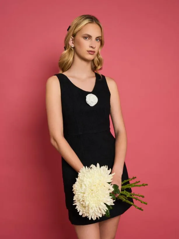 Sister Jane Dresses Womenswear DREAM Serene Rose Mini Dress Ink Black