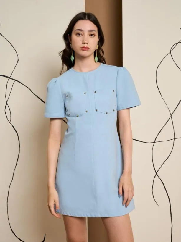Sister Jane Dresses Womenswear Ghospell Kiri Stud Mini Dress Cashmere Blue