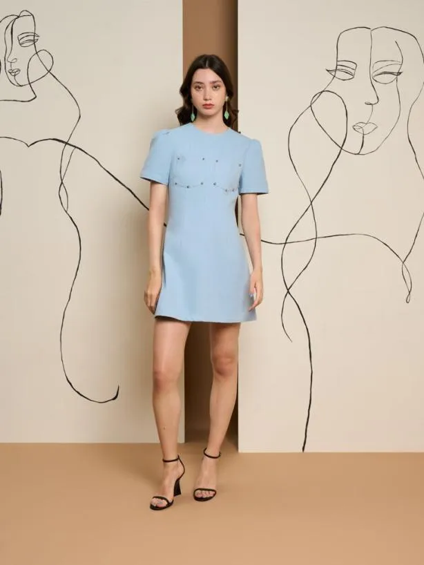 Sister Jane Dresses Womenswear Ghospell Kiri Stud Mini Dress Cashmere Blue