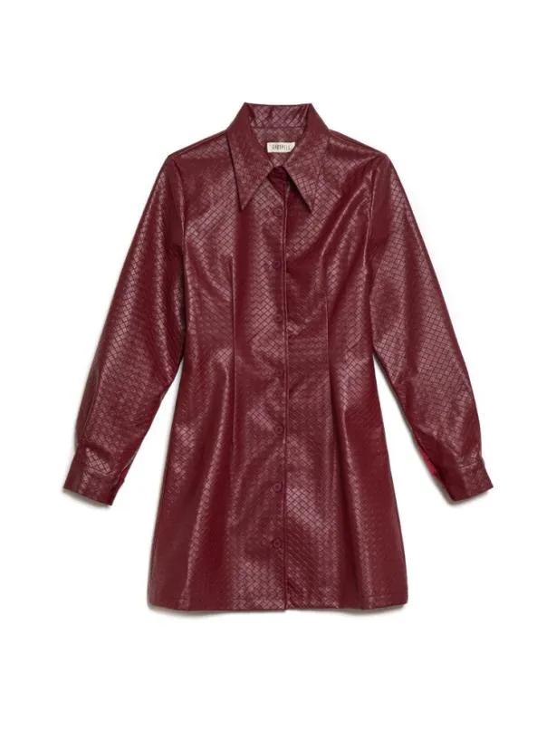 Sister Jane Dresses Womenswear Ghospell Kyra PU Weave Dress Burgundy Red