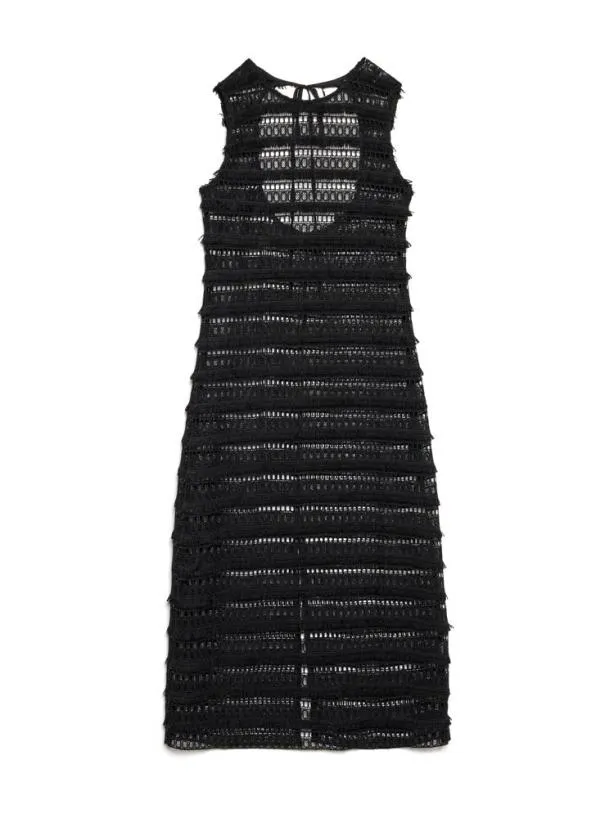 Sister Jane Dresses Womenswear Ghospell Tamsin Fray Crochet Dress Coal Black
