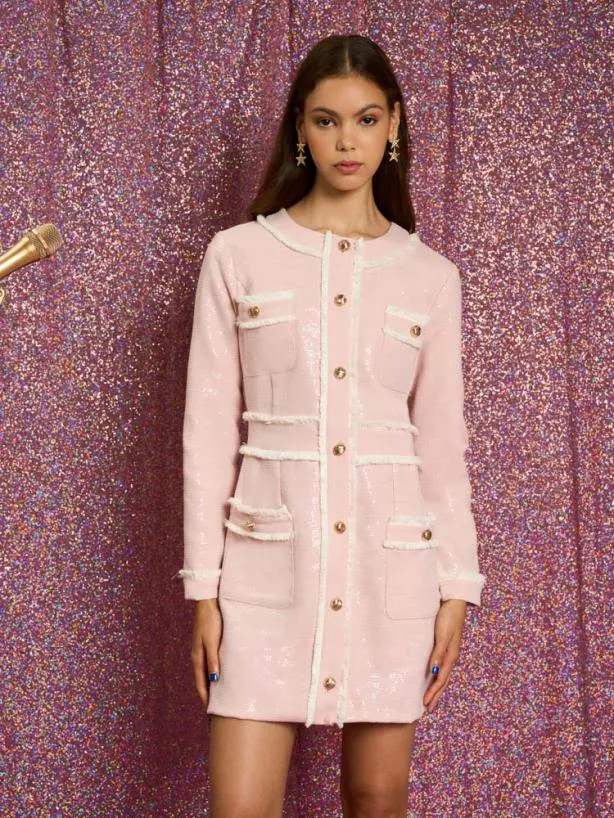 Sister Jane Dresses Womenswear Headline Sequin Mini Dress Pale Pink
